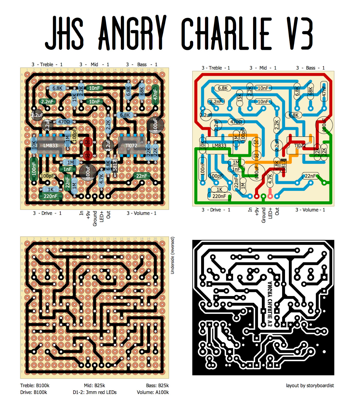 Perf and PCB Effects Layouts: JHS Angry Charlie V3